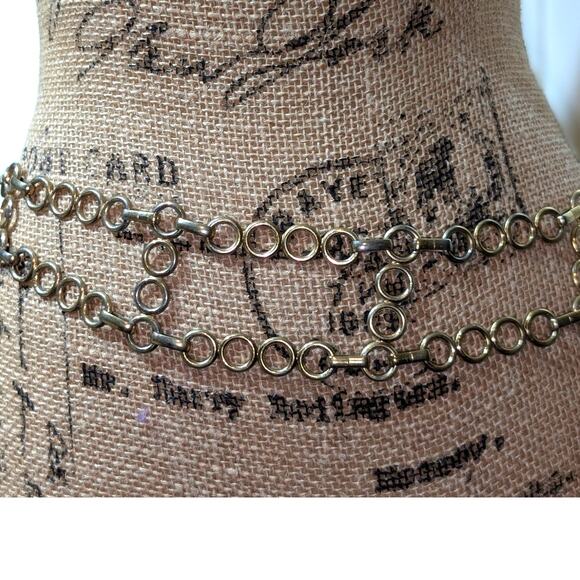 Vintage 2.25" Wide Parallel Loopy Gold Tone Chain Belt 37.5" - Picture 1 of 4